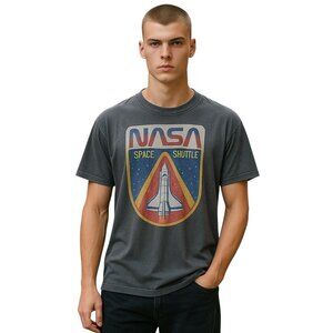 NASA Fifth Sun Graphic Print Tee Shirt Gray Size XL Retro Classic Vintage Casual